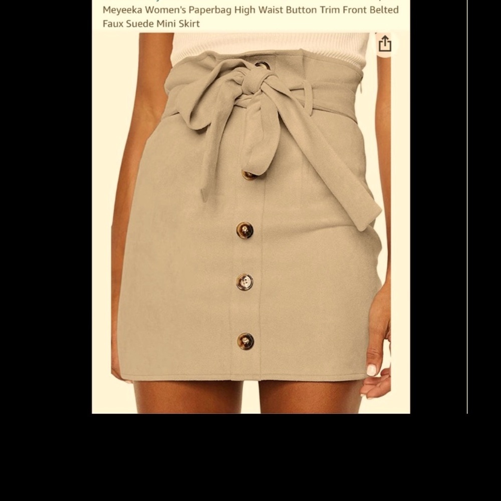Cute Khaki Belted Miniskirt Size XL New in Bag - Picture 1 of 16
